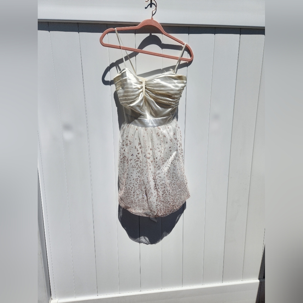 Mini Y2K Prom Dress | Sleeveless with Gold Sparkles